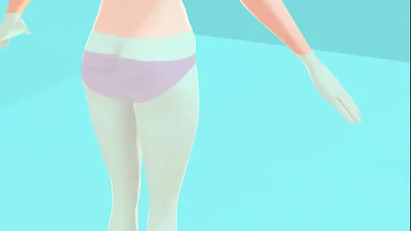 HD Toyota's anime girl shakes big breasts in a pink bikini schijfbuis