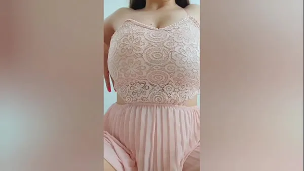 HD Young cutie in pink dress playing with her big tits in front of the camera - DepravedMinx drive Tube