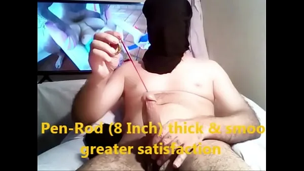 HD Watch Porn TV and insert pen rod for massive CUM Shot 2 schijfbuis